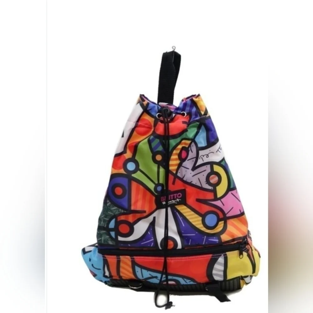 Romero Britto Pop Art 2-in-1 Drawstring Backpack & Insulated Lunch Bag